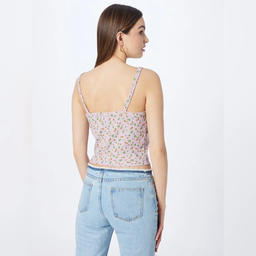 NWOT Free People One of The Girls Brami  Cami  Floral Crop Top in Lilac Size M - Picture 9 of 10